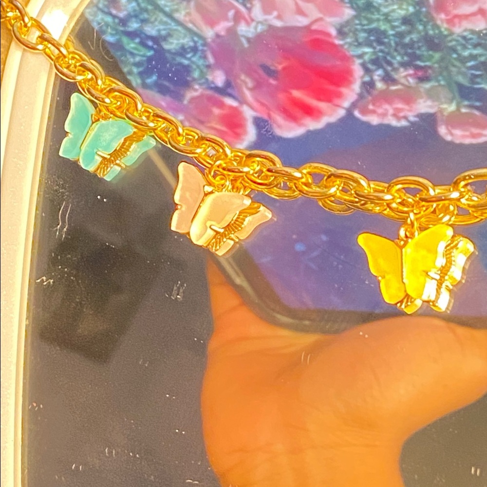 handmade butterfly gold chained necklace